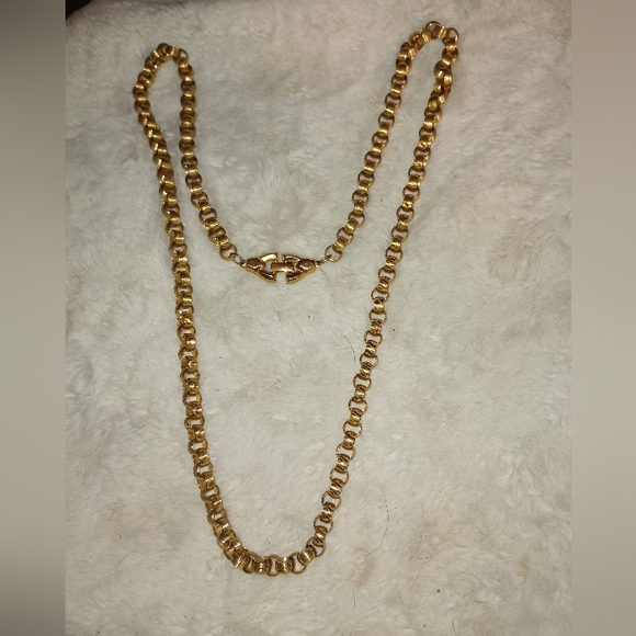 Heavy Belcher Chain Necklace Gold Plate 38 inches (Unsigned)